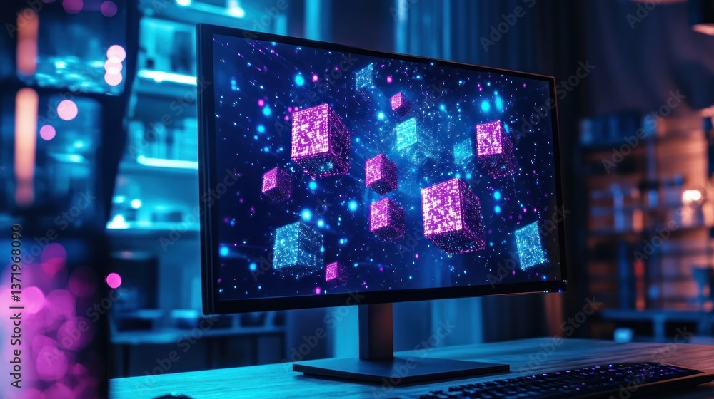 Innovative Technology Displaying Abstract Virtual Cubes and Modern Aesthetics Innovative Technology Displaying Abstract Virtual Cubes and Modern Aesthetics