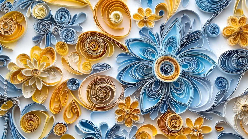 The vibrant combination of blue and gold enhances the mandala's depth. The vibrant combination of blue and gold enhances the mandala's depth.