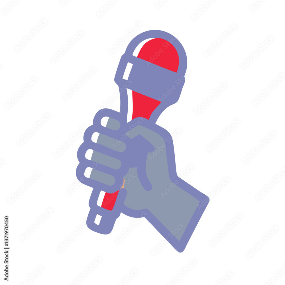 Hand Holding a Microphone in a Flat Design Style Hand Holding a Microphone in a Flat Design Style