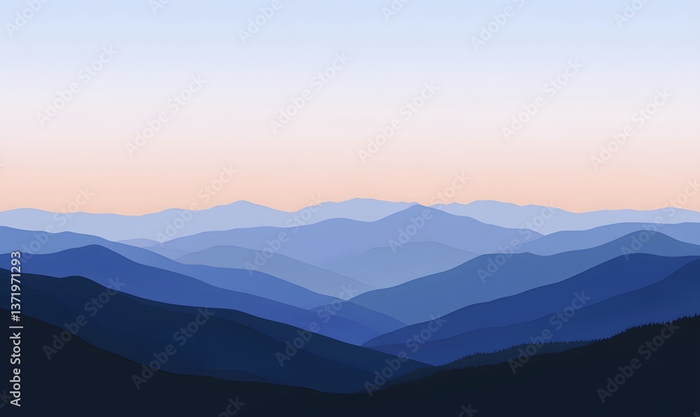 Fototapeta premium The Great Smoky Mountains at dusk, Generative AI