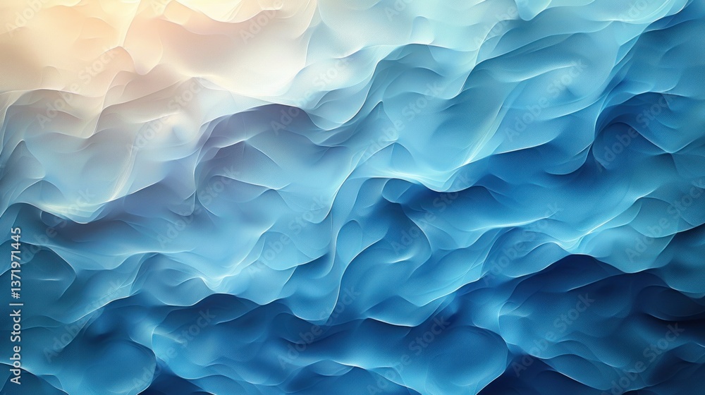 Obraz premium Abstract wavy blue landscape with light