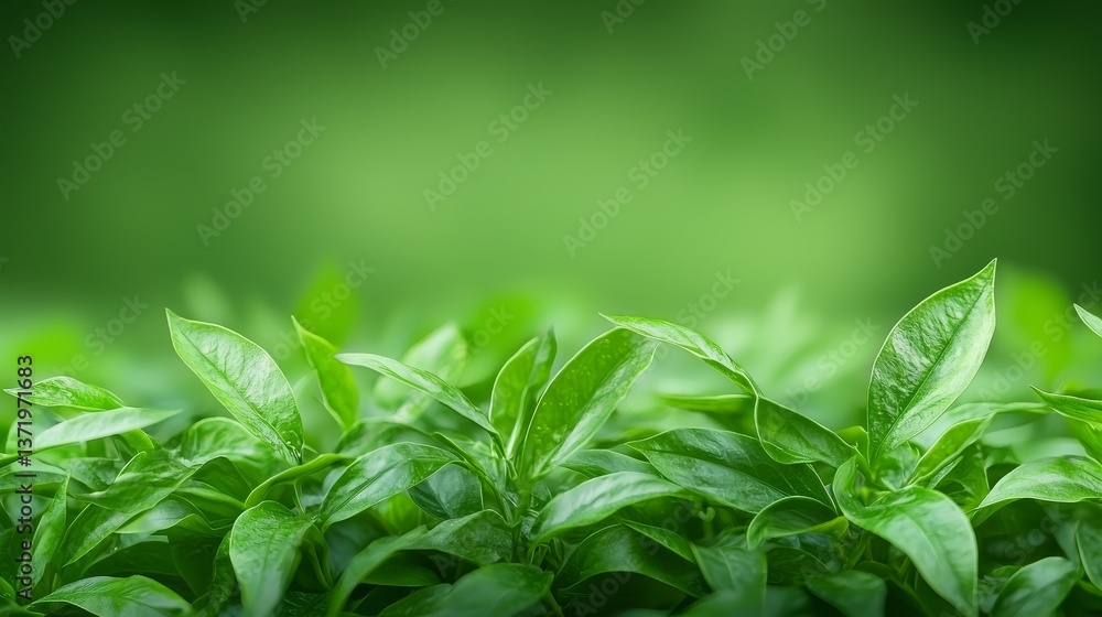 Fototapeta premium Lush green leaves wallpaper, a breath of fresh air for your walls and screens 