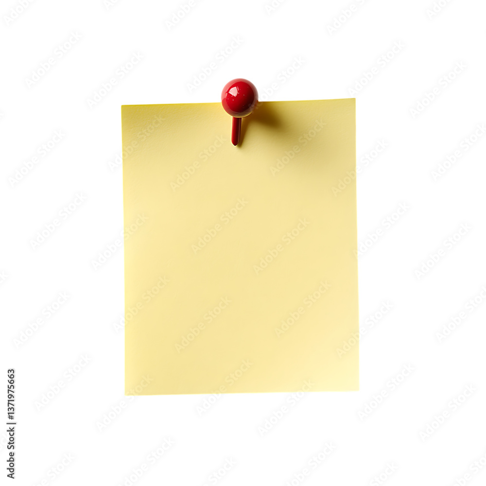 Blank Yellow Sticky Note with Red Pushpin Ready for a Message Transparent Background Blank Yellow Sticky Note with Red Pushpin Ready for a Message Transparent Background