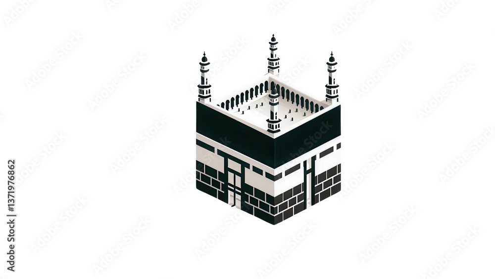Naklejka premium Historical significance of the kaaba mecca cultural landmark islamic heritage aerial view
