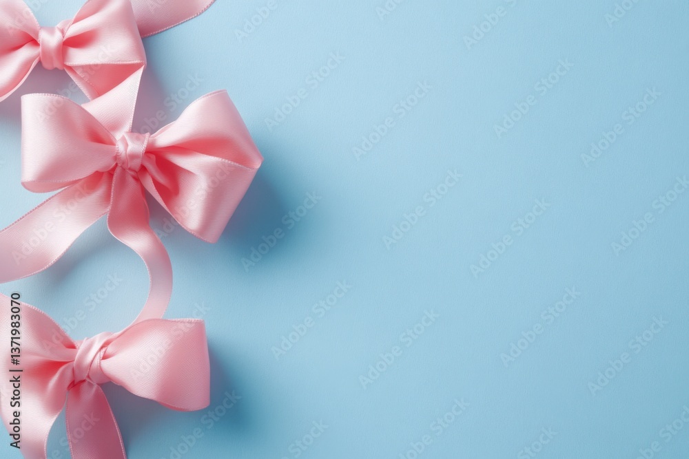 Pink bows on blue backdrop Pink bows on blue backdrop