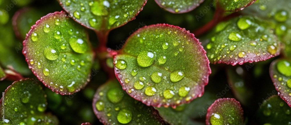 Green leaves with water drops Green leaves with water drops