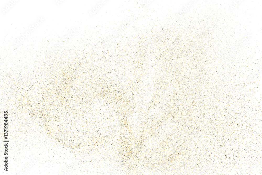 Gold texture pattern on transparent background. Old paper surface. Light golden confetti. Yellow Illustration backdrop. PNG design element.