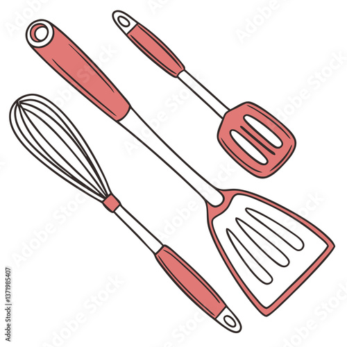 Set of Colorful Silicone Spatulas in Multiple Sizes for Baking and Cooking. Perfect for: Christmas, Baking Season, Home Kitchens, Pastry Shops, Cooking Schools