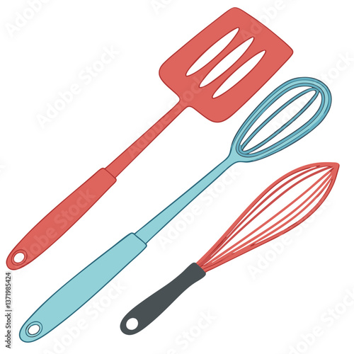 Set of Colorful Silicone Spatulas in Multiple Sizes for Baking and Cooking. Perfect for: Christmas, Baking Season, Home Kitchens, Pastry Shops, Cooking Schools