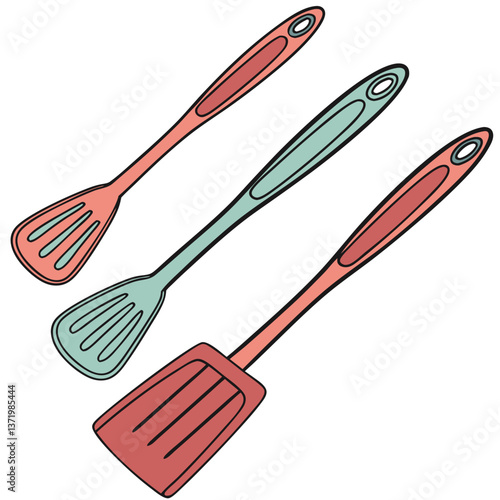 Set of Colorful Silicone Spatulas in Various Sizes, Flexible and Heat-Resistant. Perfect for: Christmas, Baking Season, Home Kitchens, Cooking Schools, Pastry Shops