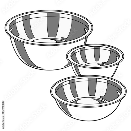 Set of Stainless Steel Mixing Bowls in Various Sizes for Baking and Meal Prep. Perfect for: Christmas Baking, Home Cooking, Professional Kitchens, Cooking Schools