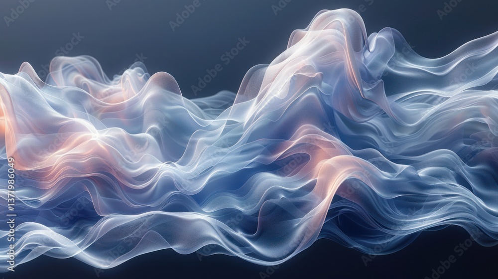 Obraz premium Abstract flowing fabric, smooth movement, dark background, dynamic design