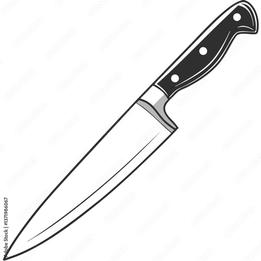 Sleek Stainless Steel Chef’s Knife with Sharp Polished Blade and Ergonomic Handle. Perfect for: Christmas, Professional Kitchens, Home Cooking, Culinary Schools Sleek Stainless Steel Chef’s Knife with Sharp Polished Blade and Ergonomic Handle. Perfect for: Christmas, Professional Kitchens, Home Cooking, Culinary Schools