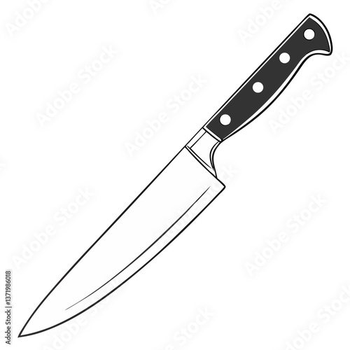 Sleek Stainless Steel Chef’s Knife with Sharp Polished Blade and Ergonomic Handle. Perfect for: Christmas, Professional Kitchens, Home Cooking, Culinary Schools