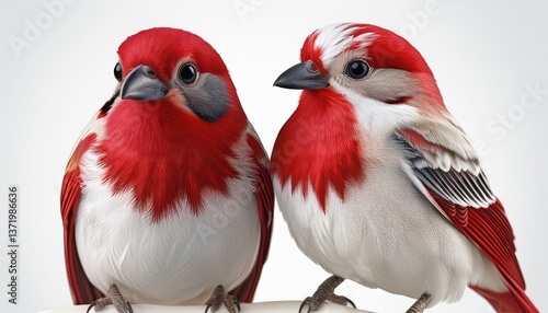 Red birds, white background