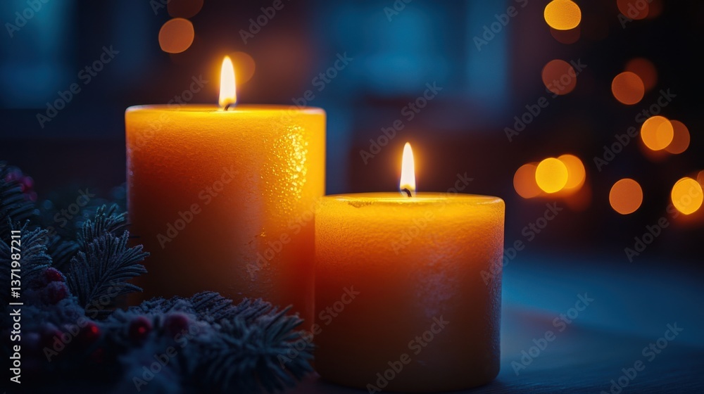 Warm Candlelight Flickering in a Dimly Lit Room Warm Candlelight Flickering in a Dimly Lit Room