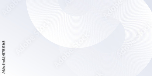 Vector white background with white circle lines. Digital future technology concept abstract