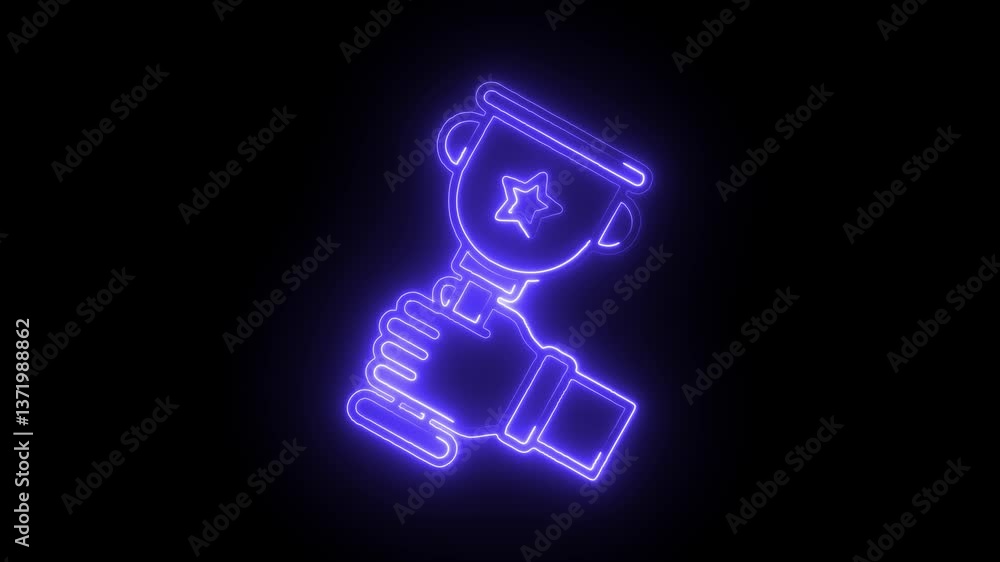Glowing neon achivement icon isolated on black background. HD Video motion graphic animation Glowing neon achivement icon isolated on black background. HD Video motion graphic animation