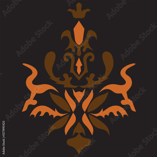 Vintage Deco Gold Plated Accent Subtle Pattern brown