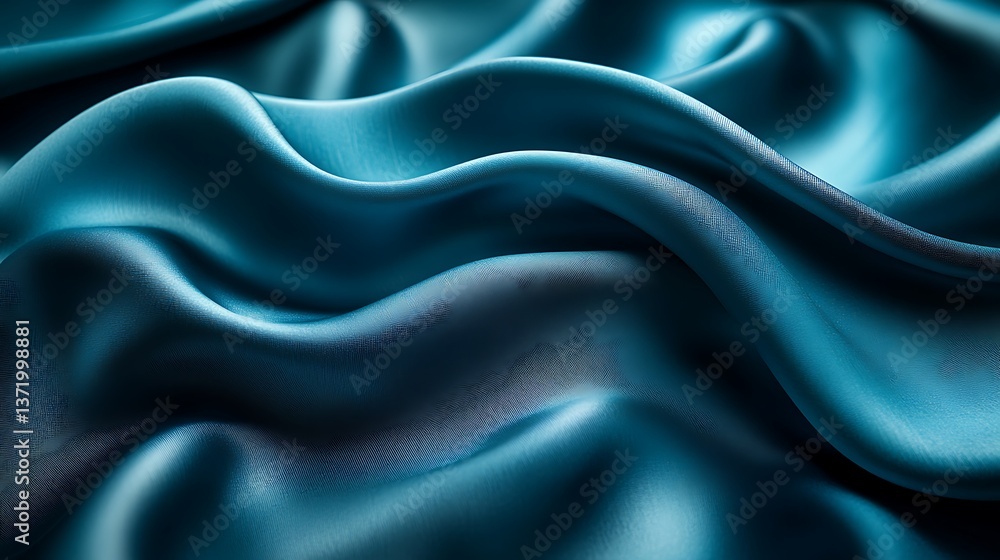 Obraz premium A silky texture in shades of deep teal and aqua, with intricate folds and highlights that create a sense of depth and tranquility,