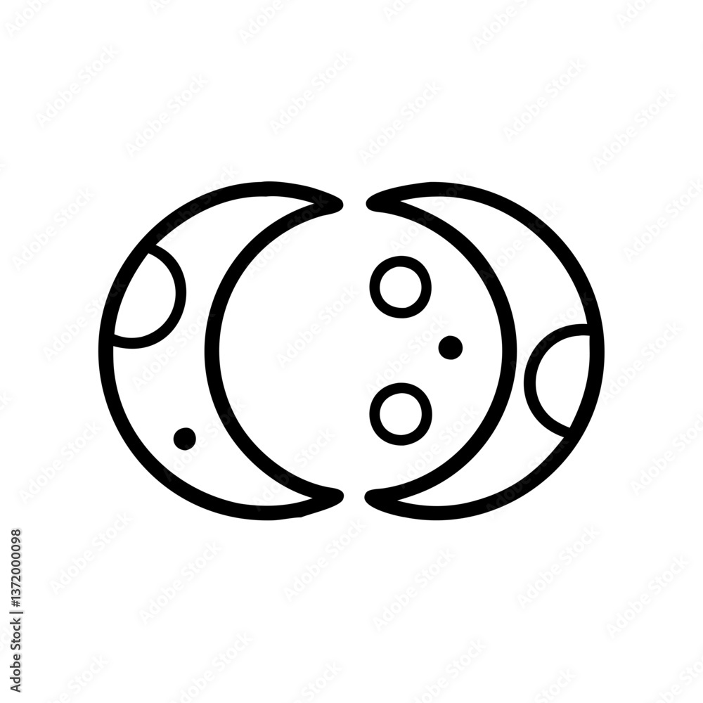Moon Phases Icon in Minimalist Style with Black Outline Moon Phases Icon in Minimalist Style with Black Outline