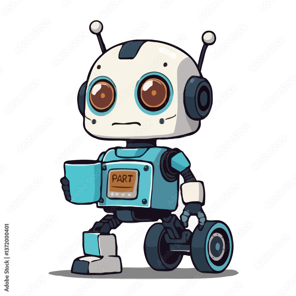 A cartoon Robot with Coffee on Segway - Maskot Character Illustration, vektor, eps, AI, A cartoon Robot with Coffee on Segway - Maskot Character Illustration, vektor, eps, AI,