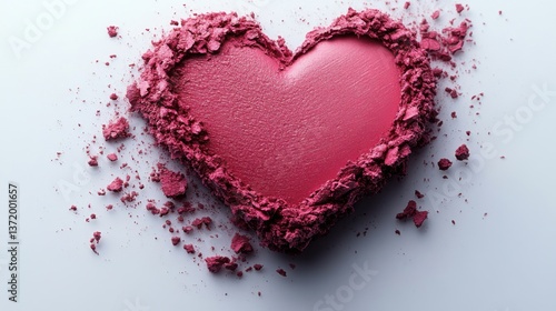 Romantic Makeup Concept: Pink Lipstick Heart on Clean Backdrop