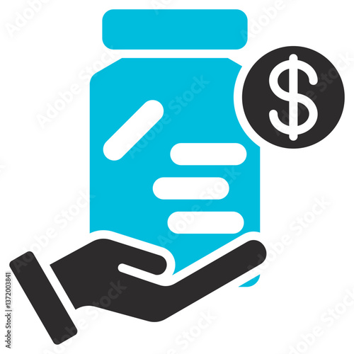 Saving Glyph Blue Grey Icon