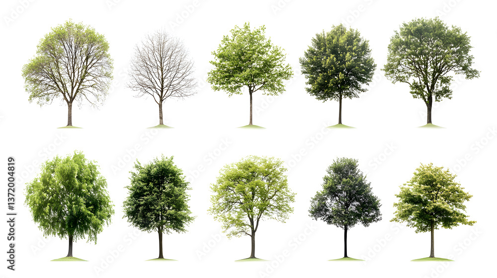 Fototapeta premium A collection of trees in various stages of growth