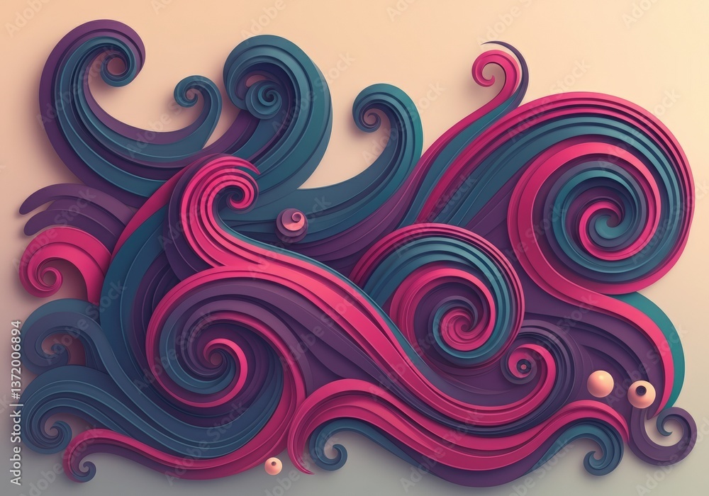 Colorful abstract waves in vibrant pink and teal tones Colorful abstract waves in vibrant pink and teal tones