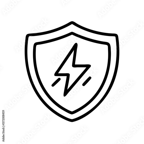 Energy shield logo, protection symbol, minimalist design, black outline illustration