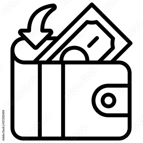 Cash Income Icon Financial Projection and Management Line Design Vector Concept
