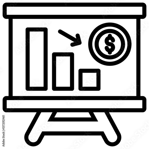 Depreciation Icon Financial Projection and Management Line Design Vector Concept