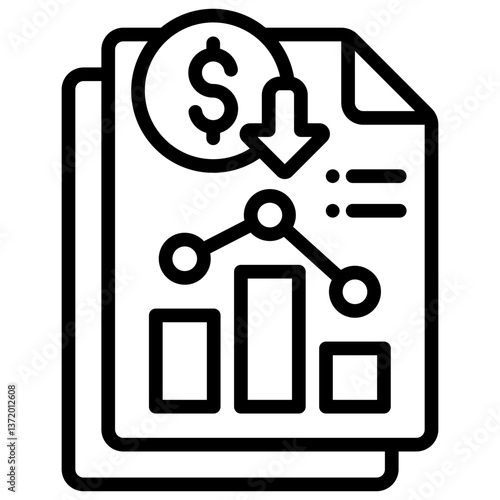 Loss Icon Financial Projection and Management Line Design Vector Concept