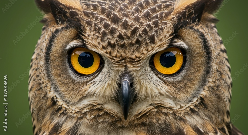 Fototapeta premium Close-up owl face, intense gaze