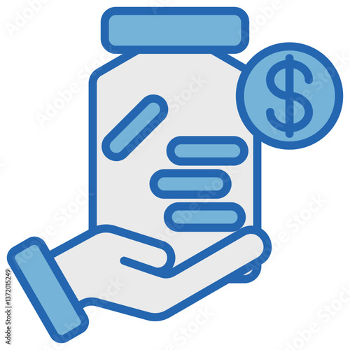 Saving Blue White Icon