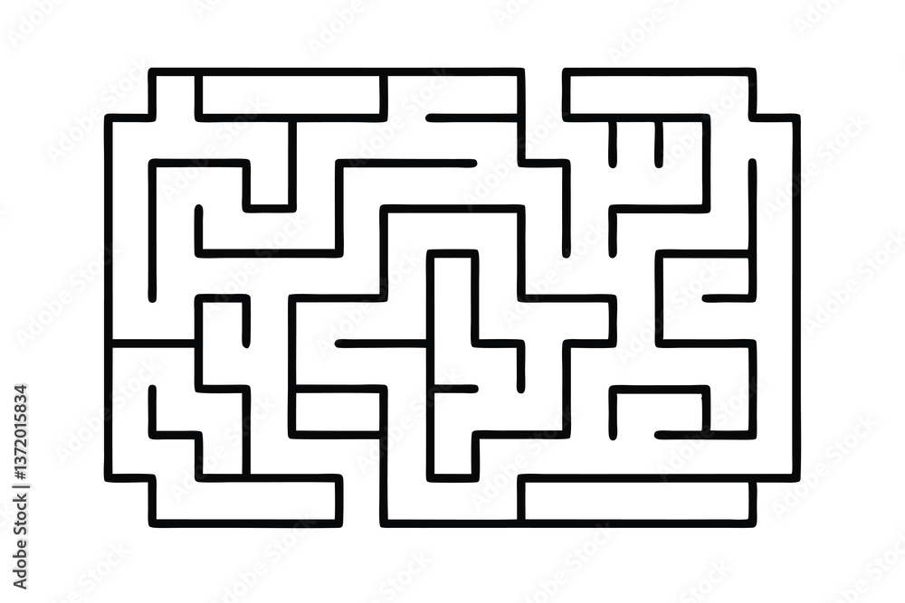 Complex Black and White Rectangular Maze Puzzle Game Design Complex Black and White Rectangular Maze Puzzle Game Design