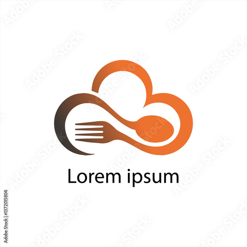 Creative Food Logo with Cloud, Fork, and Spoon for Cloud Kitchen or Food Delivery Service