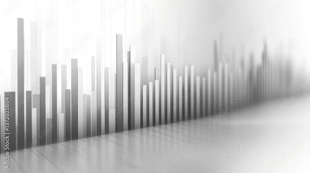 Obraz premium Abstract grayscale bar graph chart data visualization.