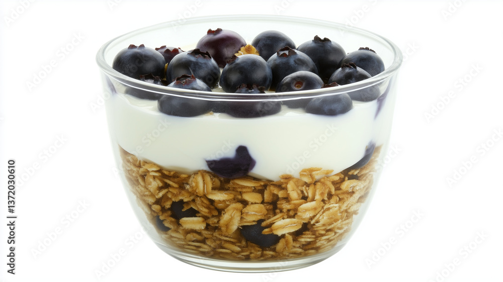Fresh probiotic yogurt with blueberries and granola in a bowl, healthy breakfast or snack concept, nutritious food with superfood ingredients for gut health and digestion. Fresh probiotic yogurt with blueberries and granola in a bowl, healthy breakfast or snack concept, nutritious food with superfood ingredients for gut health and digestion.