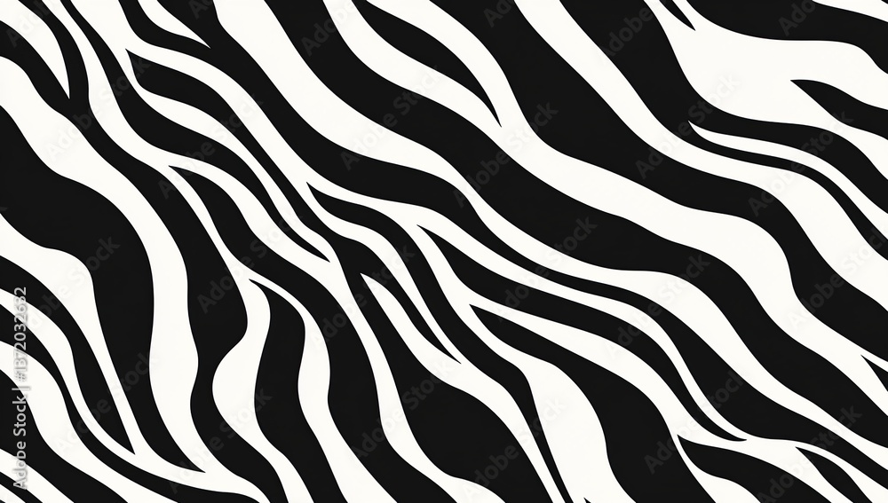 Striped Zebra Pattern: Abstract Black and White Waves Seamless Texture Design for Fashion, Prints, and Backgrounds. Striped Zebra Pattern: Abstract Black and White Waves Seamless Texture Design for Fashion, Prints, and Backgrounds.