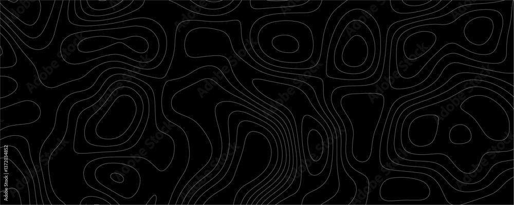 Black Topology and Topography Vector Layered Paper Cutout Abstract Background. Smooth Wavy curve lines banner design vector map seamless pattern. Thin curved wavy lines topology on a black background. Black Topology and Topography Vector Layered Paper Cutout Abstract Background. Smooth Wavy curve lines banner design vector map seamless pattern. Thin curved wavy lines topology on a black background.