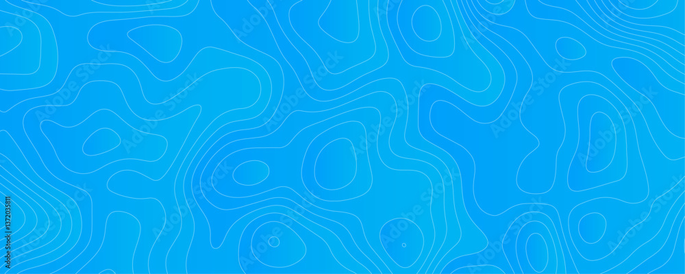 Abstract Sky blue topology and topography vector design background. Smooth wavy lines topographic contour lines vector map seamless pattern. Thin curved wavy lines topology on a blue color background. Abstract Sky blue topology and topography vector design background. Smooth wavy lines topographic contour lines vector map seamless pattern. Thin curved wavy lines topology on a blue color background.