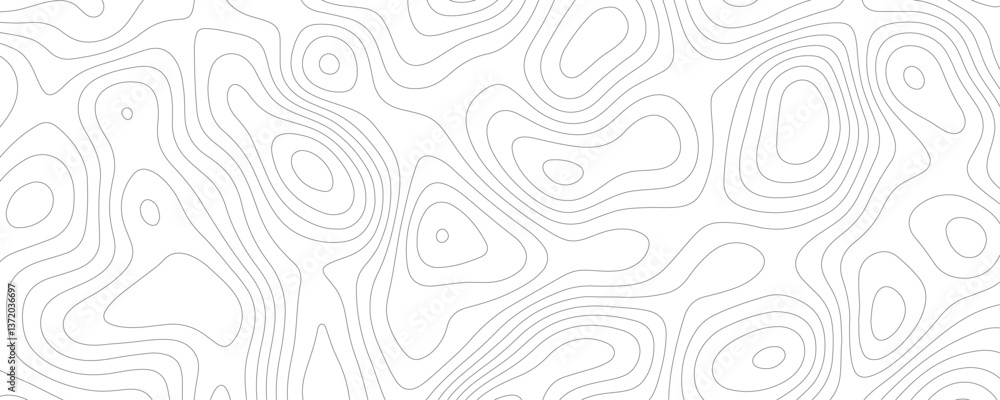 Fototapeta premium White Topology and Topography Vector Layered Paper Cutout Abstract Background. Smooth Wavy curve lines banner design vector map seamless pattern. Thin curved wavy lines topology on a white background.