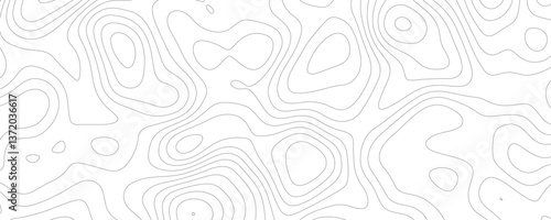 White Topology and Topography Vector Layered Paper Cutout Abstract Background. Smooth Wavy curve lines banner design vector map seamless pattern. Thin curved wavy lines topology on a white background.
