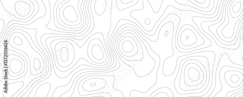 White Topology and Topography Vector Layered Paper Cutout Abstract Background. Smooth Wavy curve lines banner design vector map seamless pattern. Thin curved wavy lines topology on a white background.