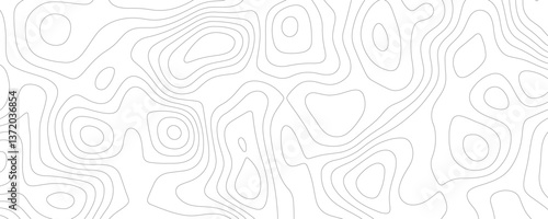 White Topology and Topography Vector Layered Paper Cutout Abstract Background. Smooth Wavy curve lines banner design vector map seamless pattern. Thin curved wavy lines topology on a white background.