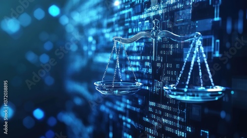 Digital scales of justice against a backdrop of complex data