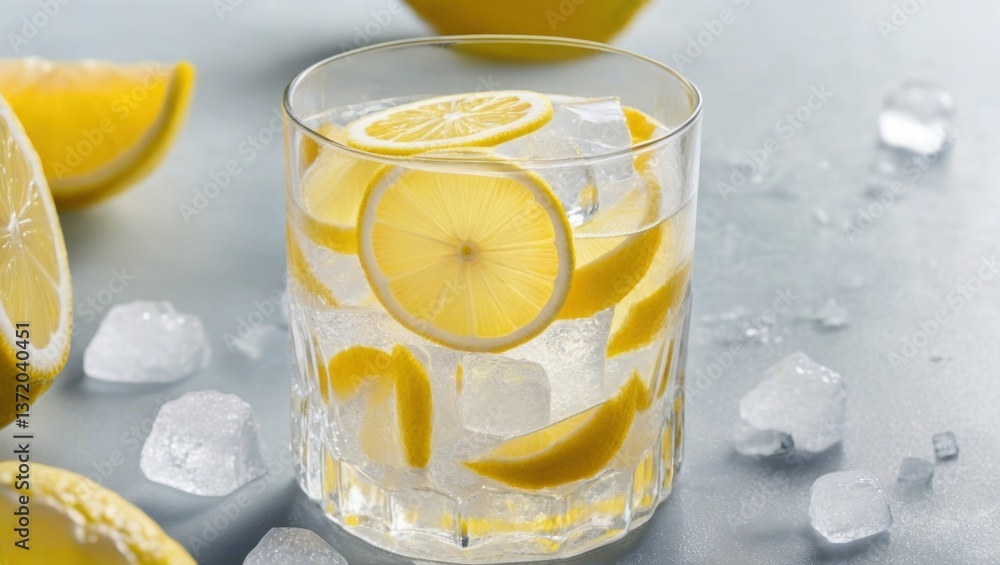 glass of water with ice lemon glass of water with ice lemon