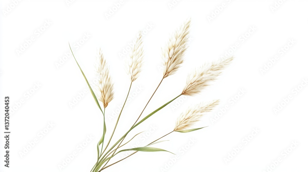 Elegant Display of Meadow Grasses on a White Background Elegant Display of Meadow Grasses on a White Background